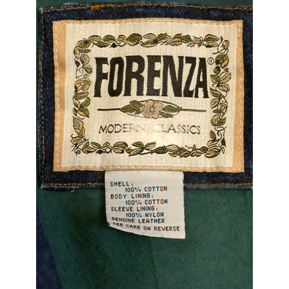 Vtg 80s Forenza Women’s Denim Blazer Tan Suede Collar Accents Jacket Sz M Lined - Picture 9 of 11